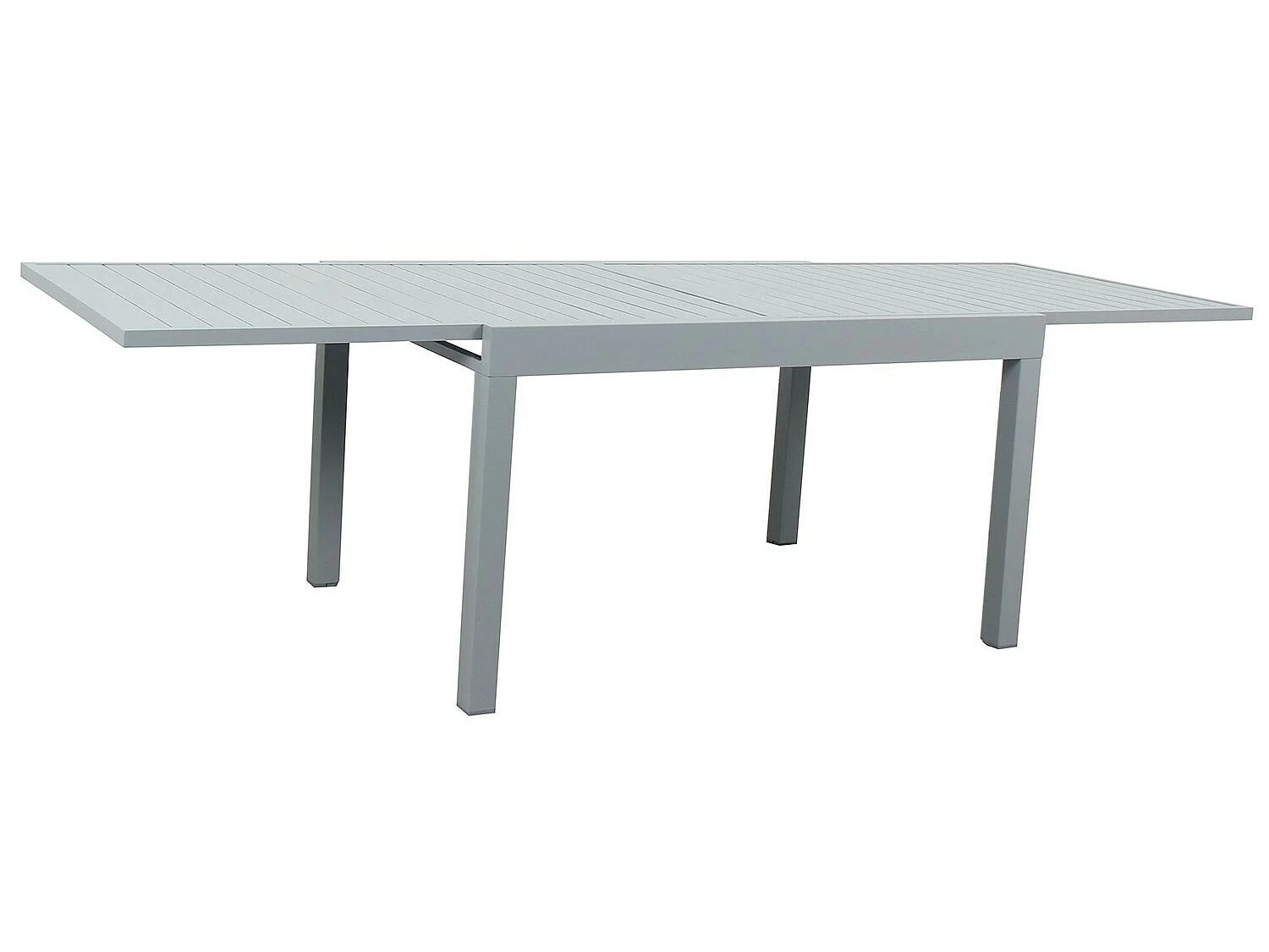 Table de jardin extensible aluminium 135/270cm + 10 fauteuils empilables textilène gris - ANDRA 10