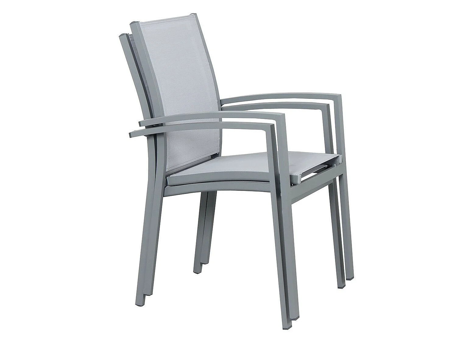 Table de jardin extensible aluminium 135/270cm + 10 fauteuils empilables textilène gris - ANDRA 10