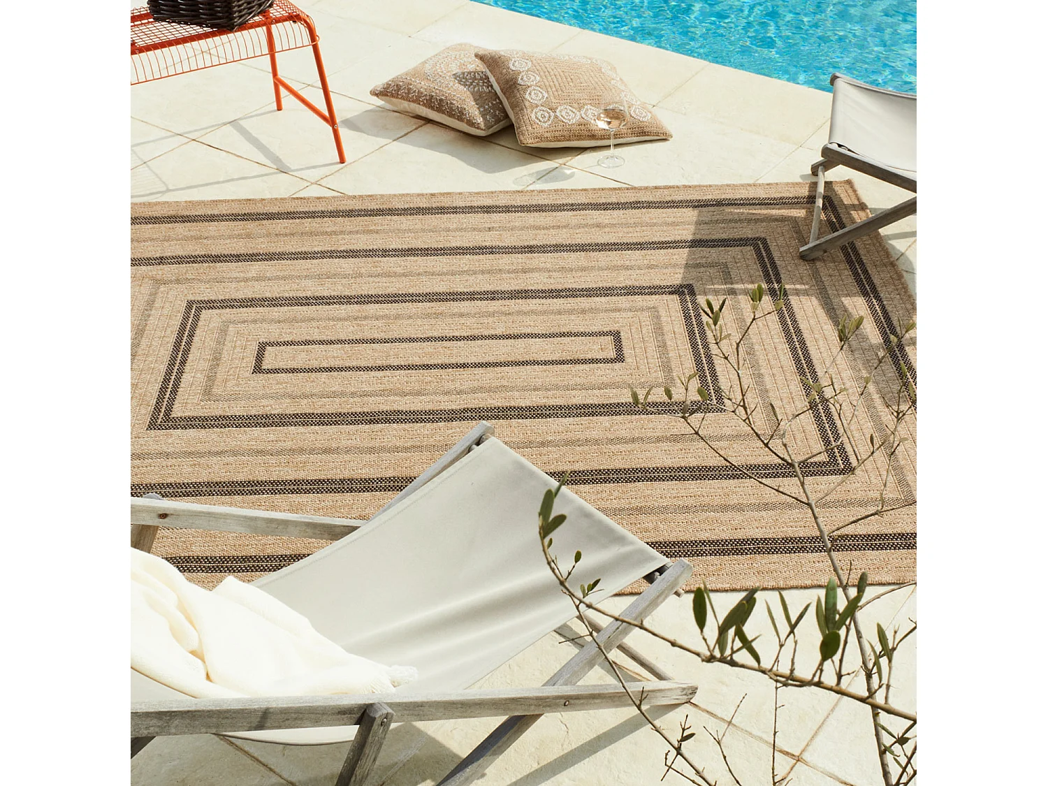 Tapis extérieur - 60x90cm - naturel - 100% polypropylène résistant aux UV - 1400 gr/m² - NOUR