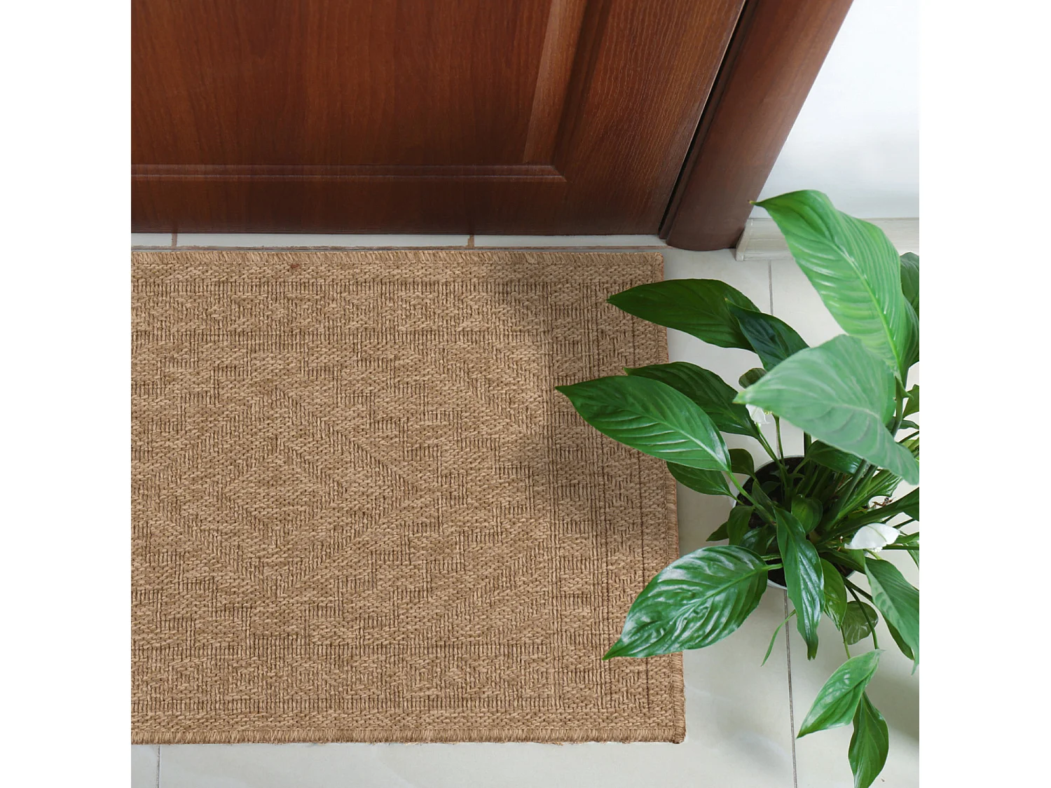 Tapis extérieur - 60x90cm - naturel - 100% polypropylène résistant aux UV - 1400 gr/m² - LUANA