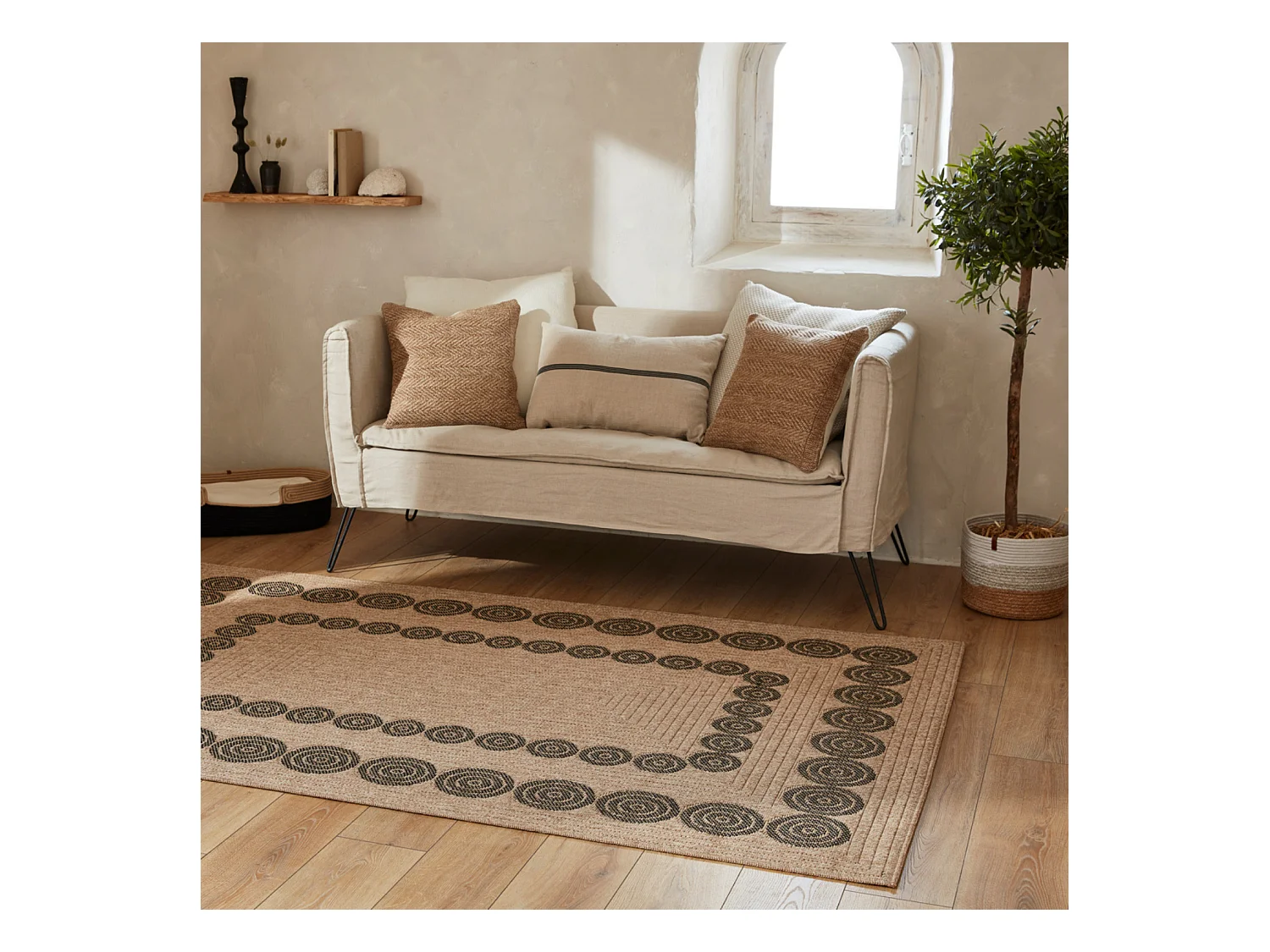 Tapis extérieur - 200x290cm - naturel - 100% polypropylène résistant aux UV - 1400 gr/m² - HOYA