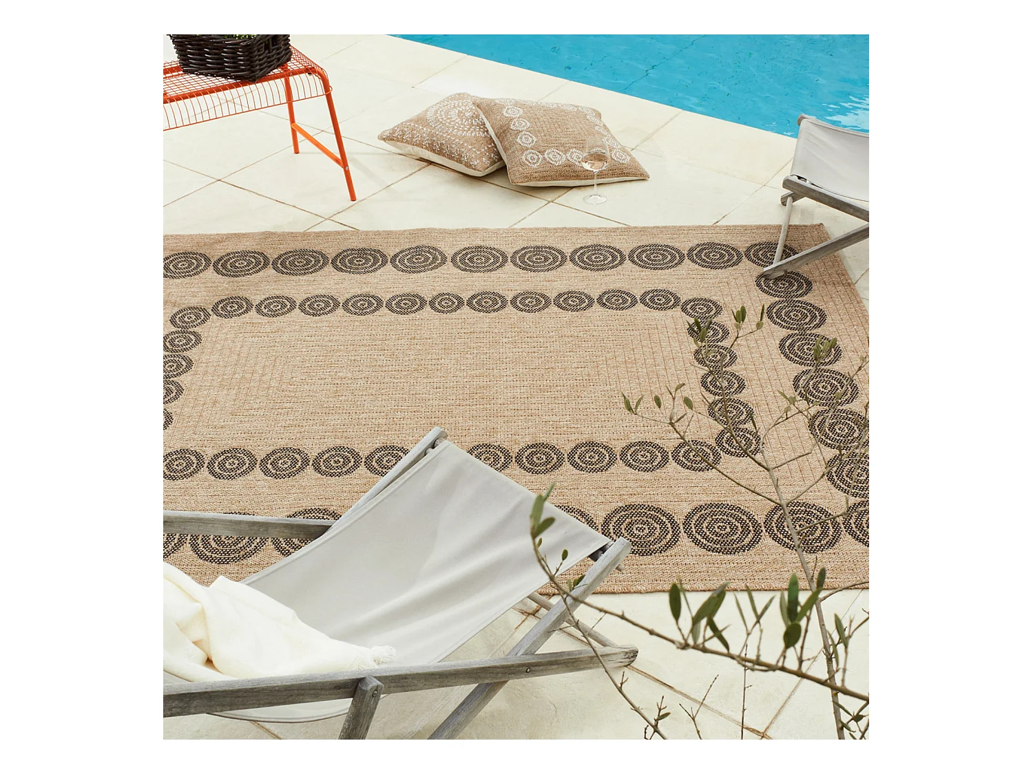 Tapis extérieur - 200x290cm - naturel - 100% polypropylène résistant aux UV - 1400 gr/m² - HOYA