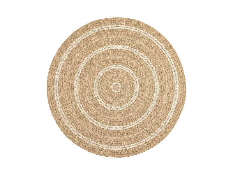 Tapis extérieur rond - 160cm - naturel - 100% polypropylène résistant aux UV - 1400 gr/m² - TYCIA