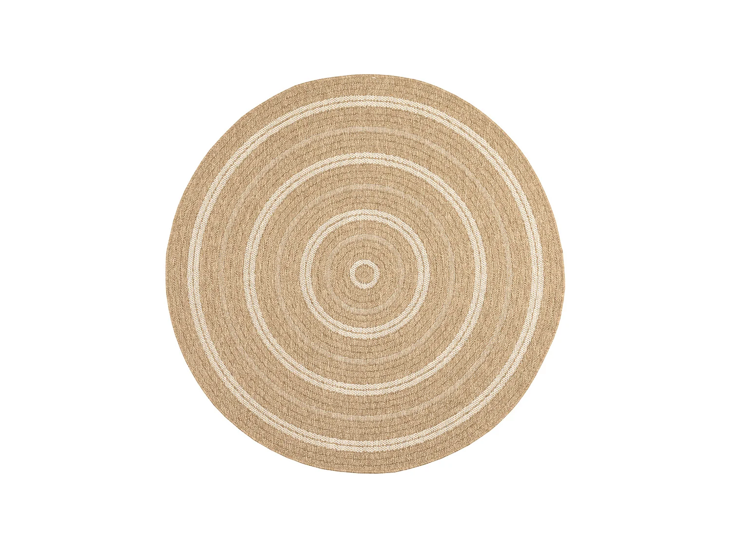 Tapis extérieur rond - 160cm - naturel - 100% polypropylène résistant aux UV - 1400 gr/m² - TYCIA
