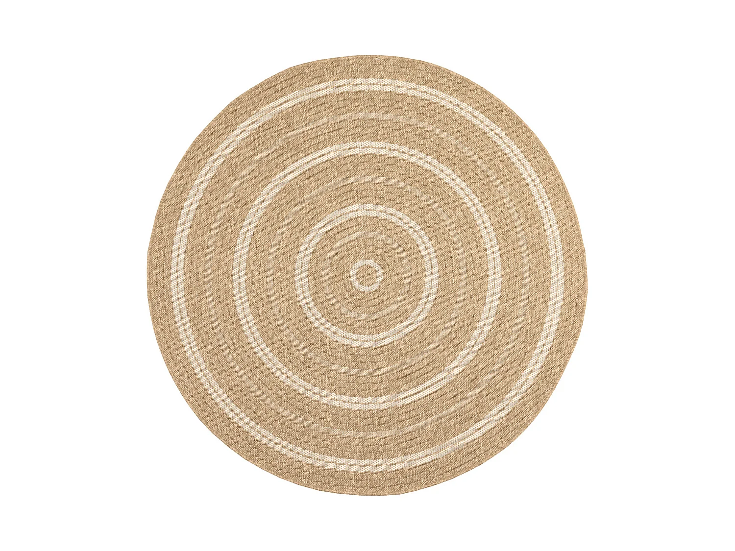 Tapis extérieur rond - 160cm - naturel - 100% polypropylène résistant aux UV - 1400 gr/m² - TYCIA