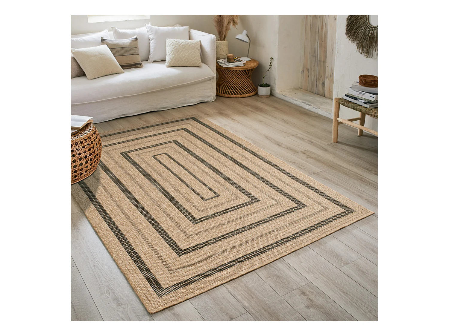 Tapis extérieur - 80x150cm - naturel - 100% polypropylène résistant aux UV - 1400 gr/m² - NOUR