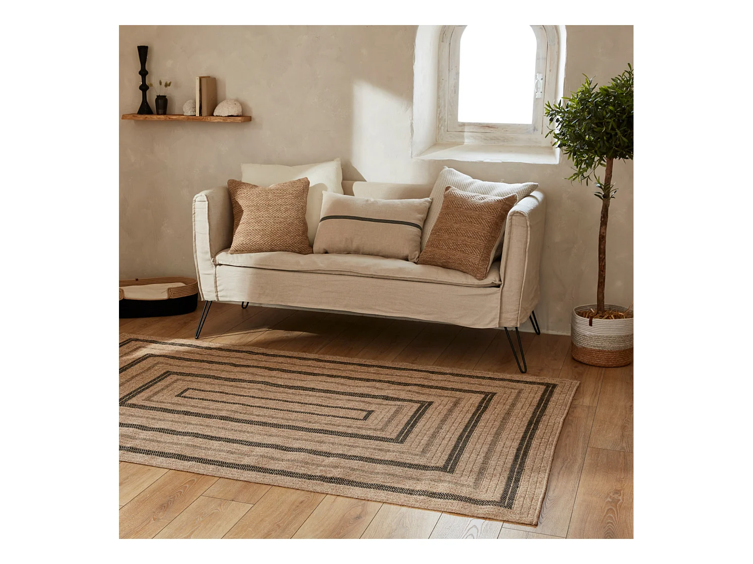 Tapis extérieur - 80x150cm - naturel - 100% polypropylène résistant aux UV - 1400 gr/m² - NOUR