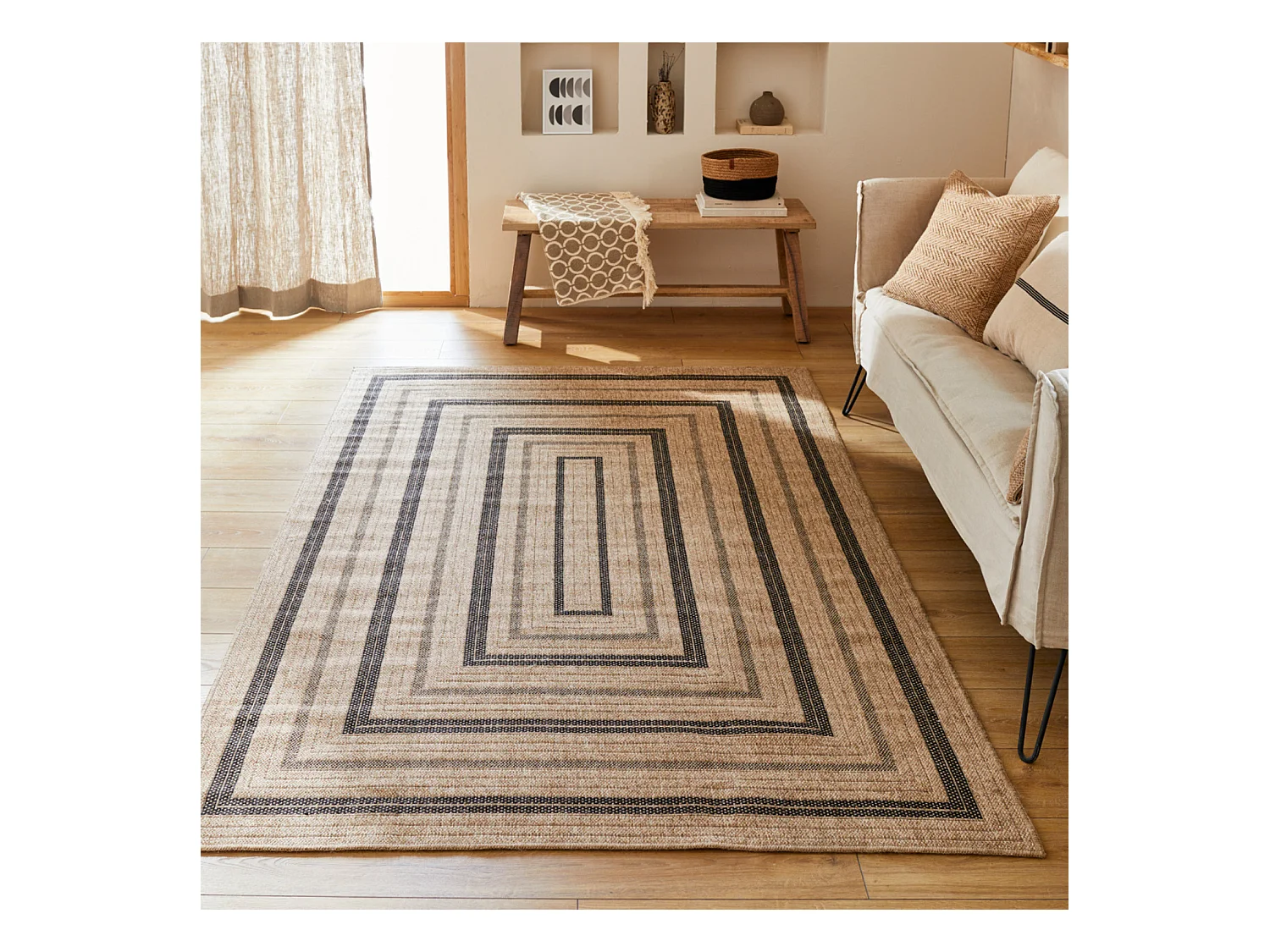 Tapis extérieur - 80x150cm - naturel - 100% polypropylène résistant aux UV - 1400 gr/m² - NOUR