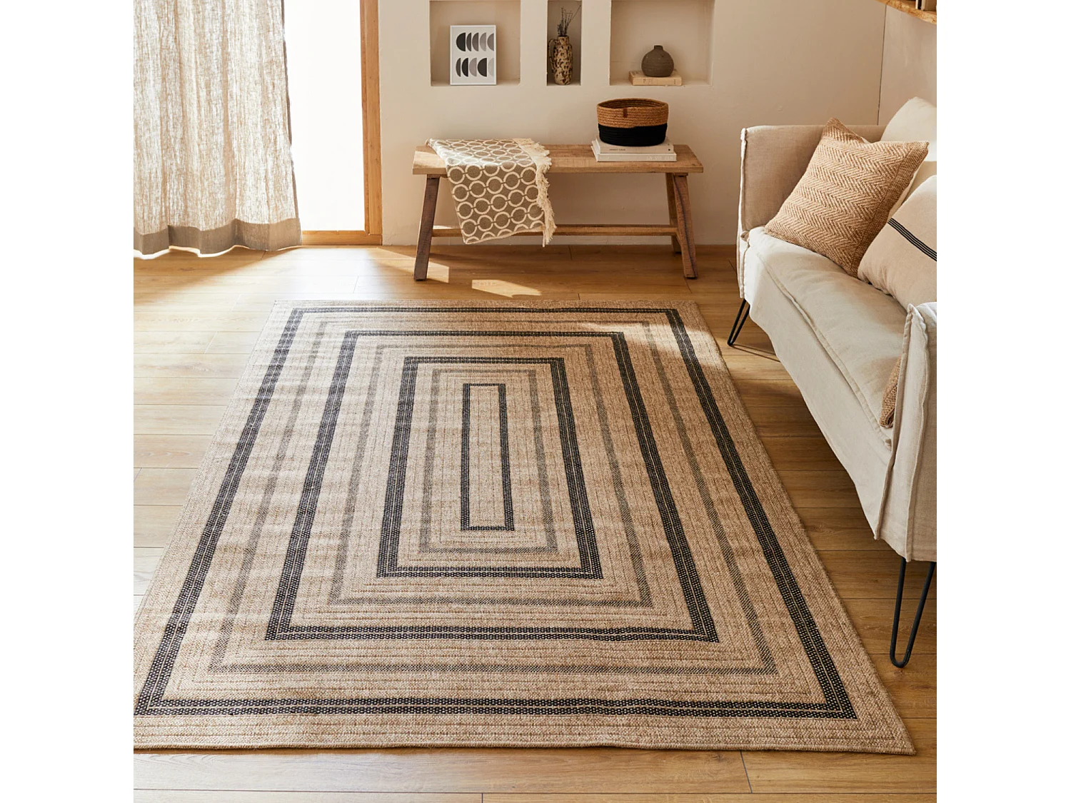 Tapis extérieur - 80x150cm - naturel - 100% polypropylène résistant aux UV - 1400 gr/m² - NOUR