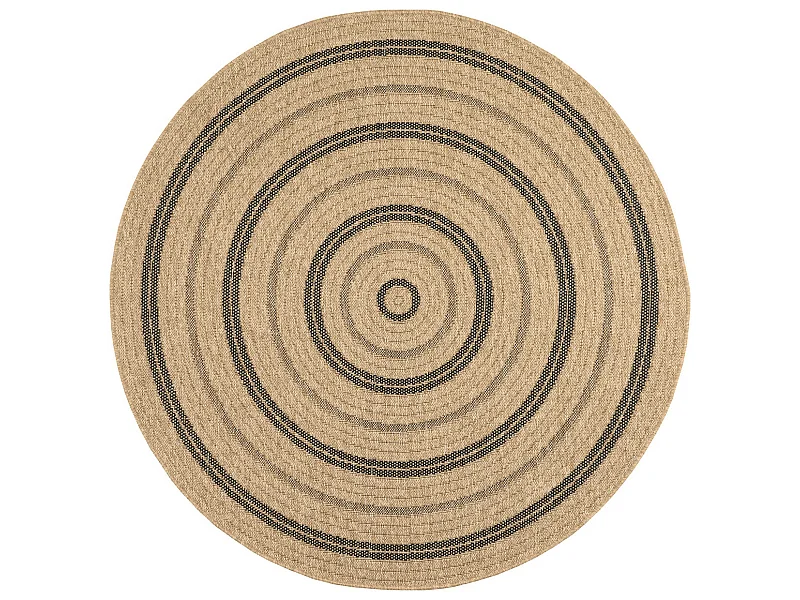Tapis extérieur rond - 120cm - naturel - 100% polypropylène résistant aux UV - 1400 gr/m² - NOUR