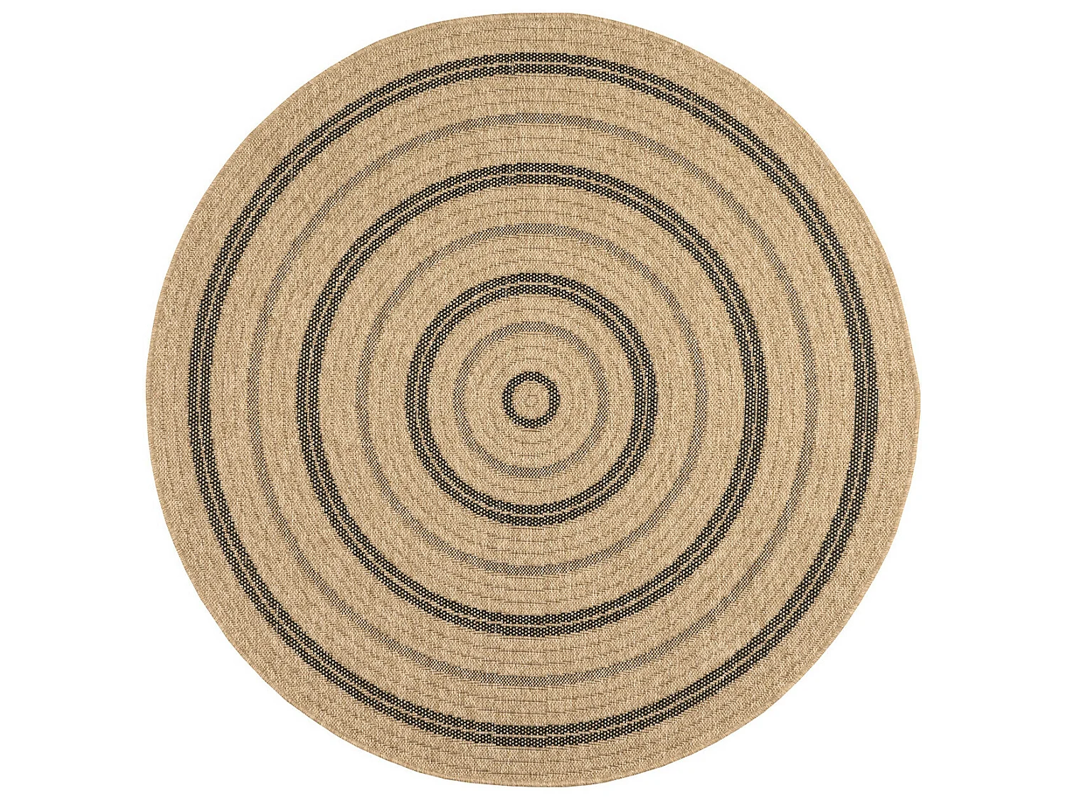 Tapis extérieur rond - 120cm - naturel - 100% polypropylène résistant aux UV - 1400 gr/m² - NOUR