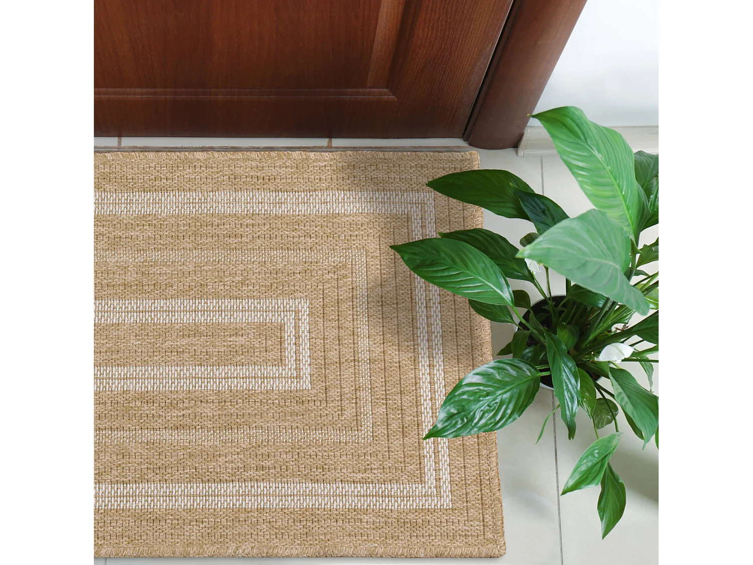 Tapis extérieur - 80x300cm - naturel - 100% polypropylène résistant aux UV - 1400 gr/m² - TYCIA