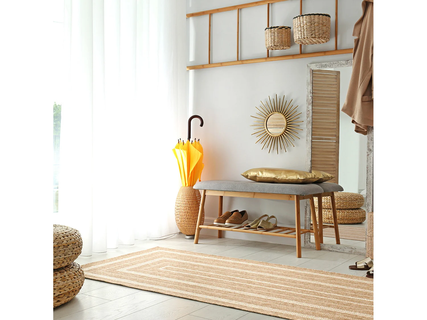 Tapis extérieur - 80x300cm - naturel - 100% polypropylène résistant aux UV - 1400 gr/m² - TYCIA