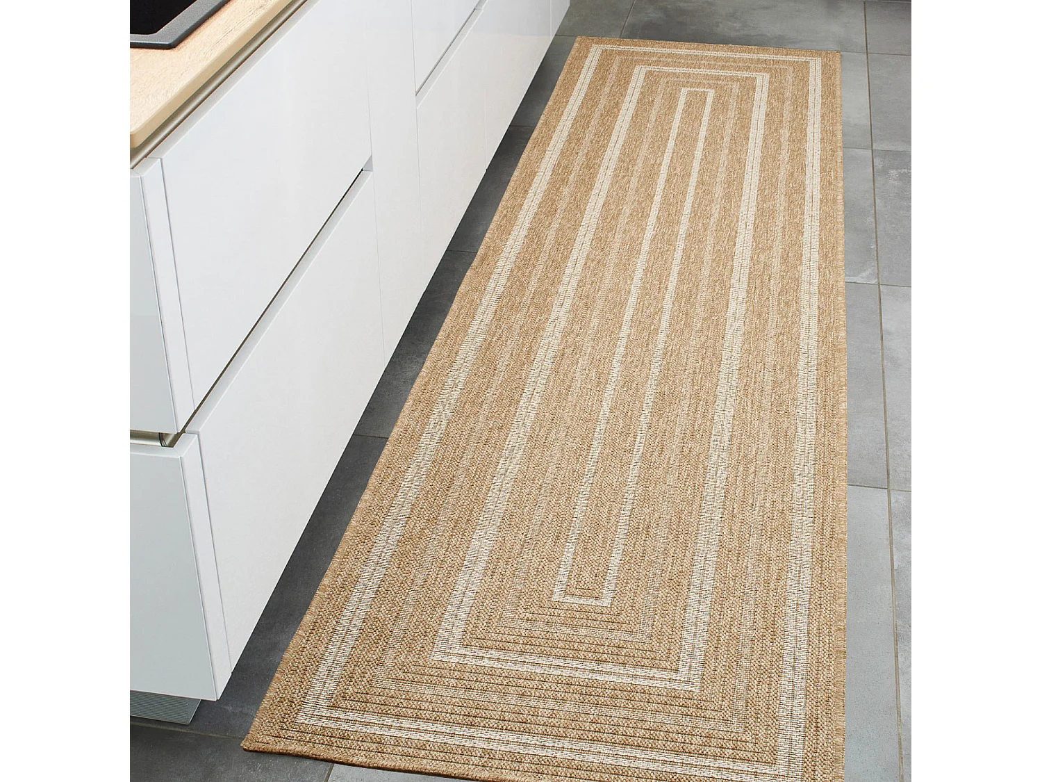 Tapis extérieur - 80x300cm - naturel - 100% polypropylène résistant aux UV - 1400 gr/m² - TYCIA