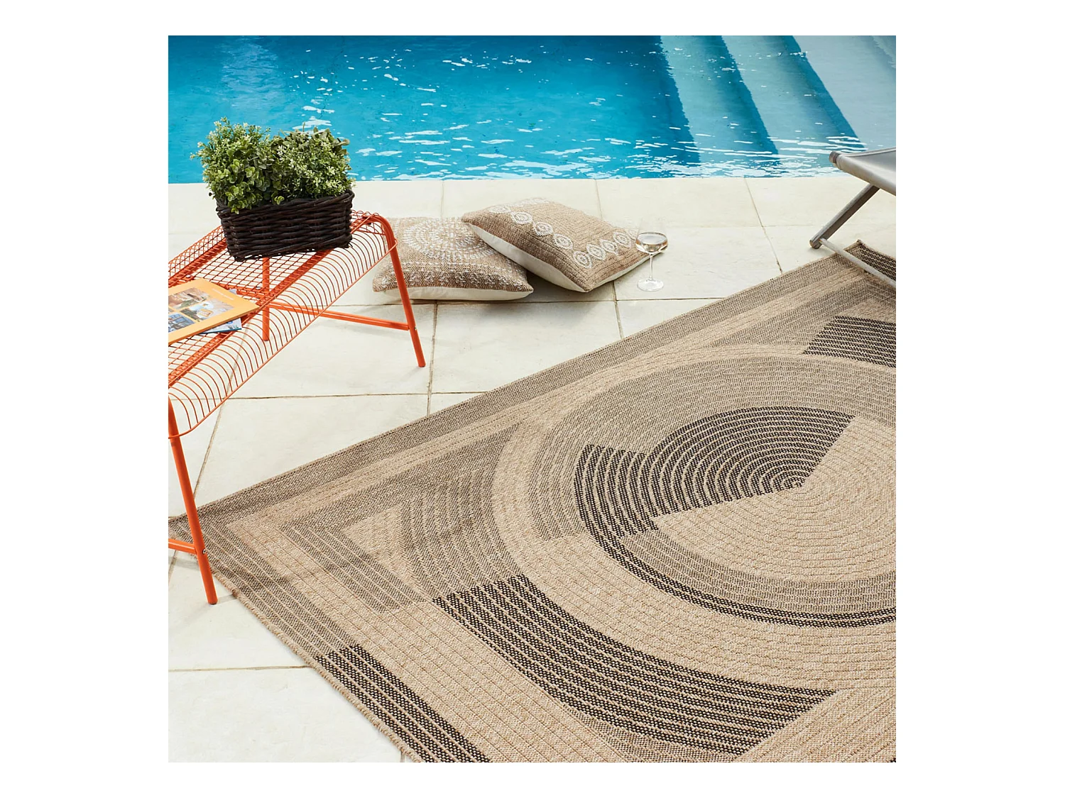 Tapis extérieur - 200x290cm - naturel - 100% polypropylène résistant aux UV - 1400 gr/m² - CORA