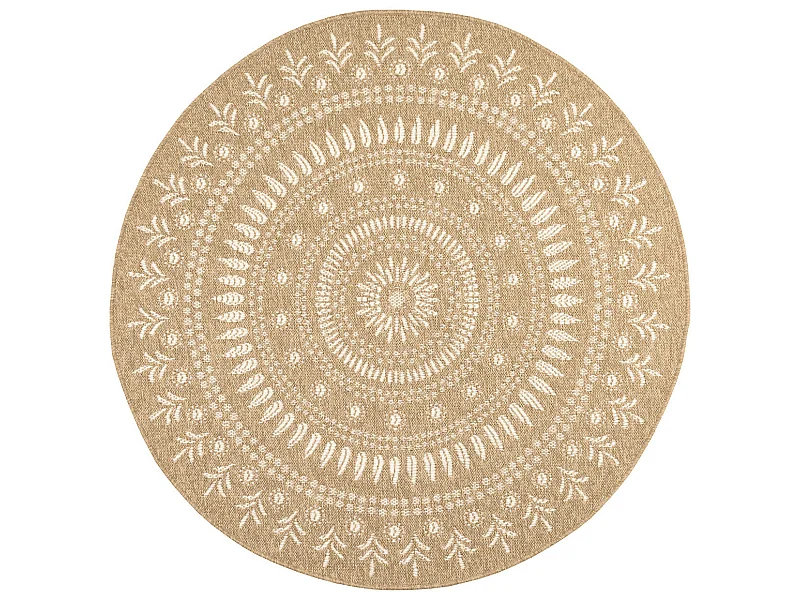 Tapis extérieur rond - 160cm - naturel - 100% polypropylène résistant aux UV - 1400 gr/m² - PAVOT