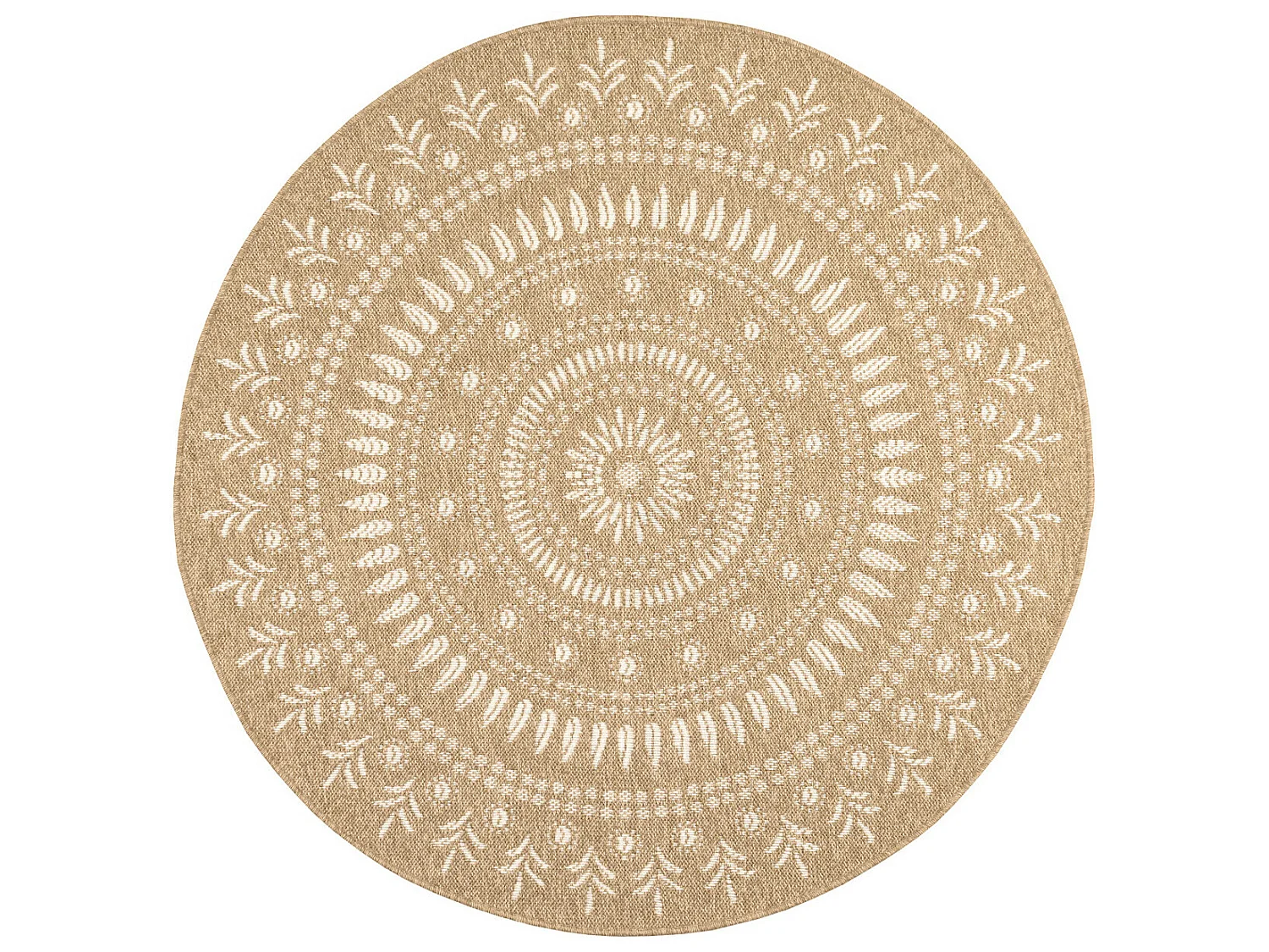 Tapis extérieur rond - 160cm - naturel - 100% polypropylène résistant aux UV - 1400 gr/m² - PAVOT