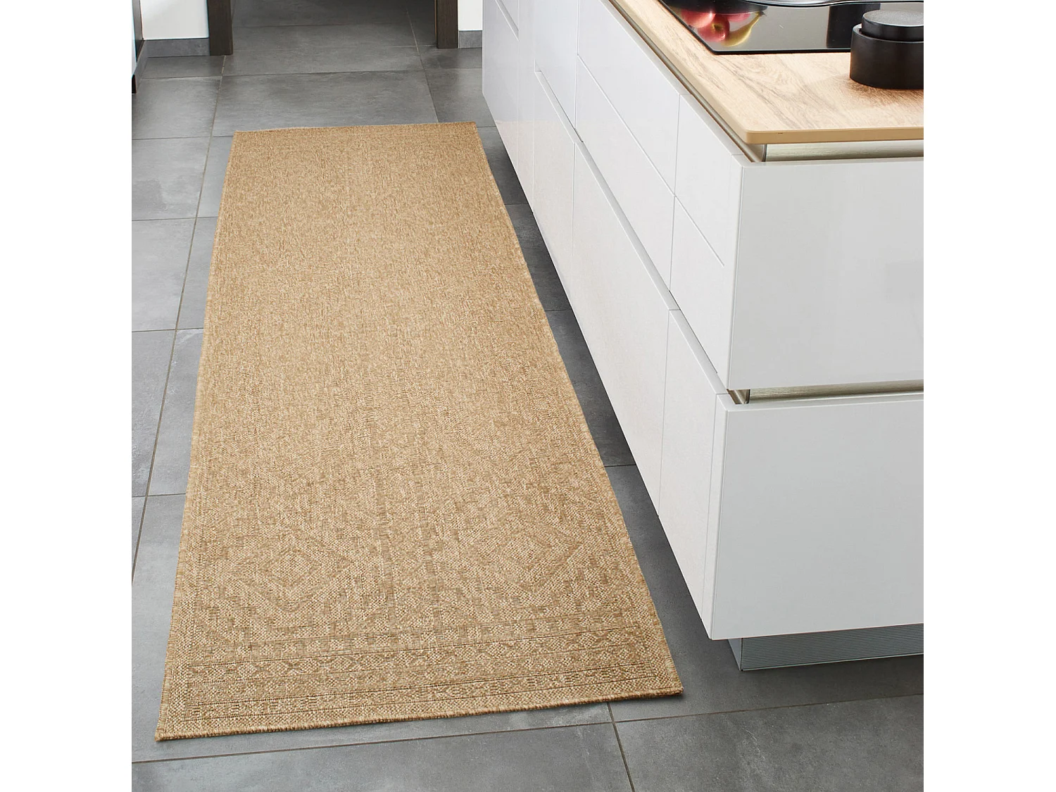 Tapis extérieur - 60x180cm - naturel - 100% polypropylène résistant aux UV - 1400 gr/m² - LUANA