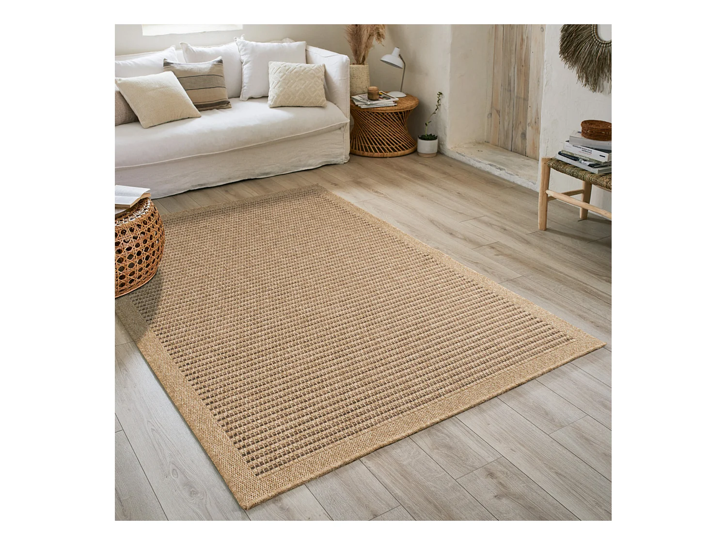 Tapis extérieur - 80x150cm - naturel - 100% polypropylène résistant aux UV - 1400 gr/m² - KAFÉ