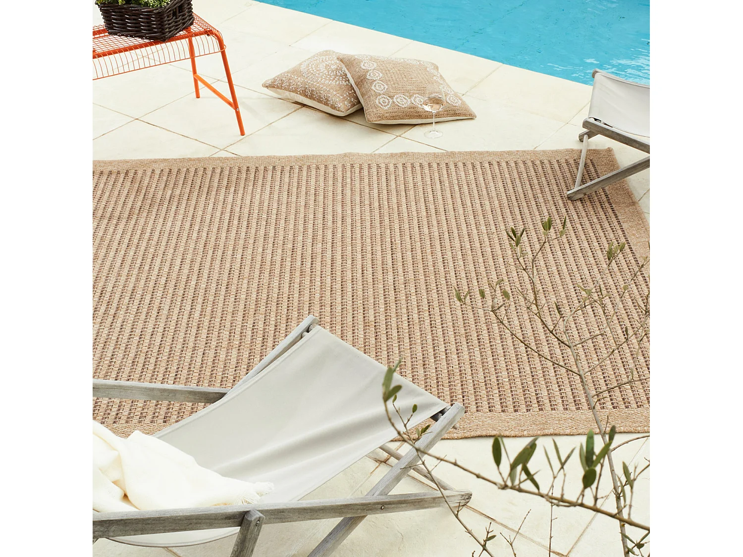 Tapis extérieur - 80x150cm - naturel - 100% polypropylène résistant aux UV - 1400 gr/m² - KAFÉ