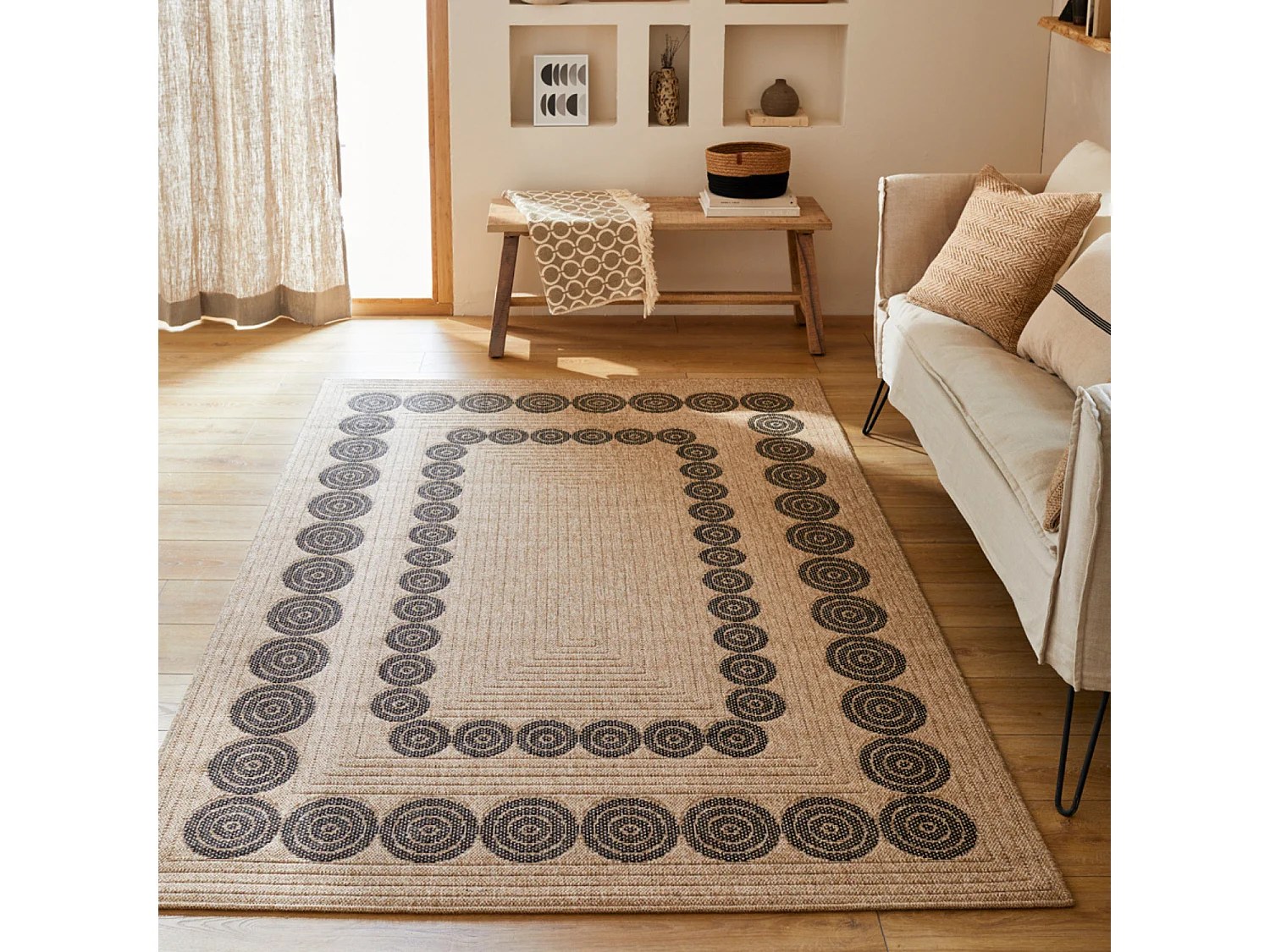 Tapis extérieur - 160x230cm - naturel - 100% polypropylène résistant aux UV - 1400 gr/m² - HOYA