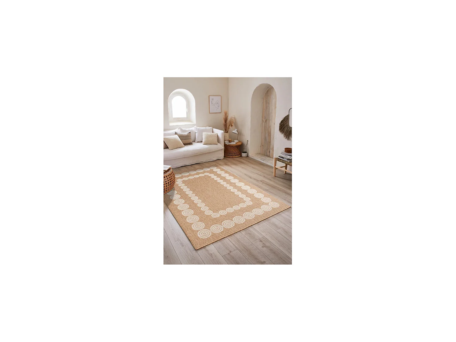 Tapis extérieur - 120x170cm - naturel - 100% polypropylène résistant aux UV - 1400 gr/m² - LIAK