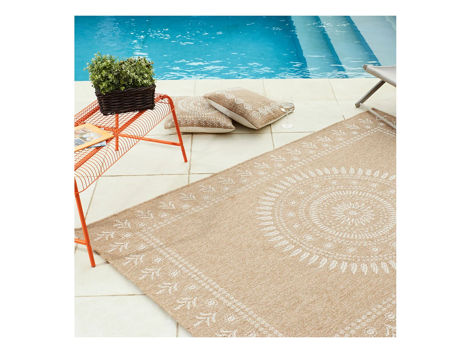 Tapis extérieur - 160x230cm - naturel - 100% polypropylène résistant aux UV - 1400 gr/m² - PAVOT