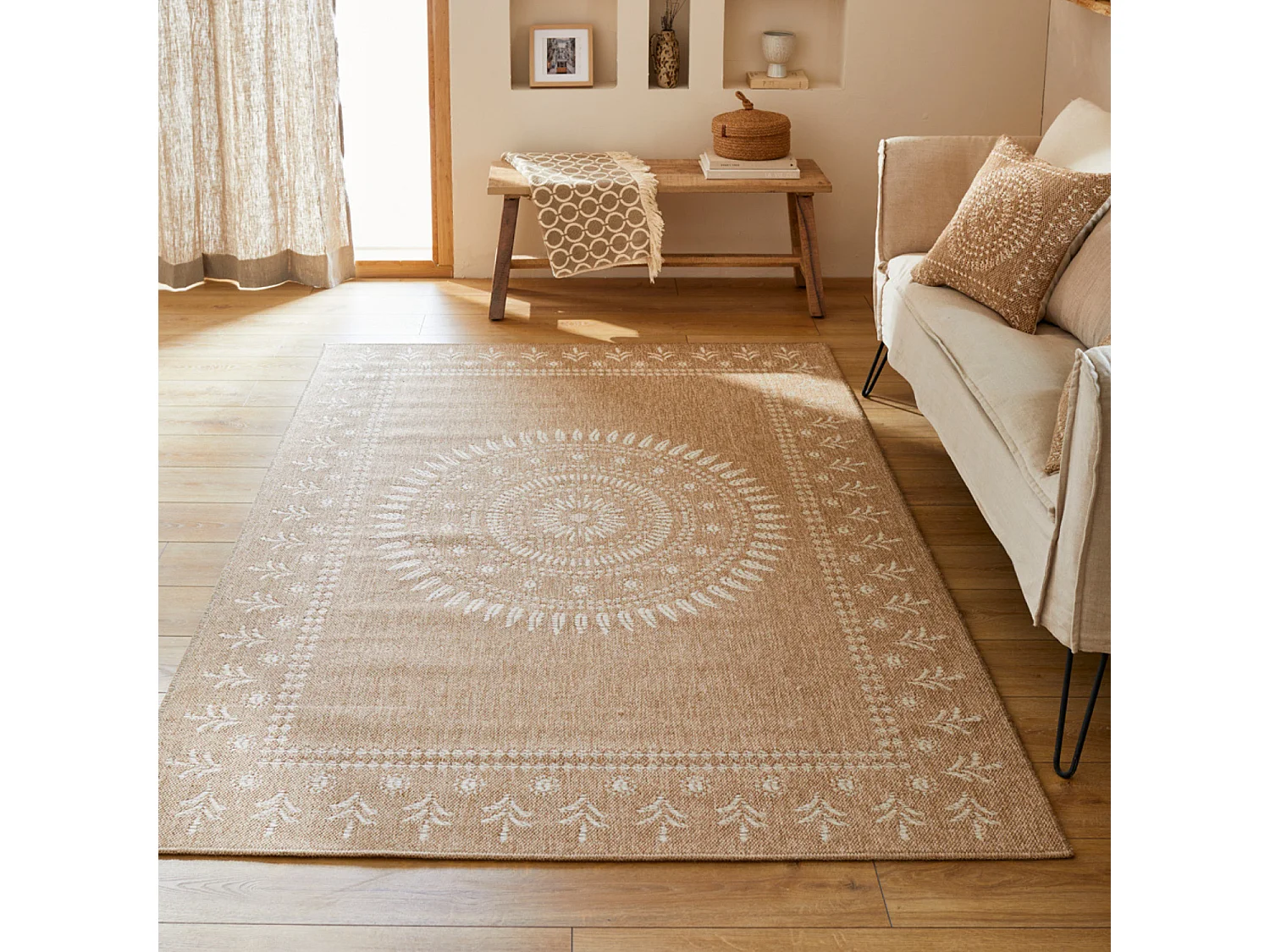 Tapis extérieur - 160x230cm - naturel - 100% polypropylène résistant aux UV - 1400 gr/m² - PAVOT