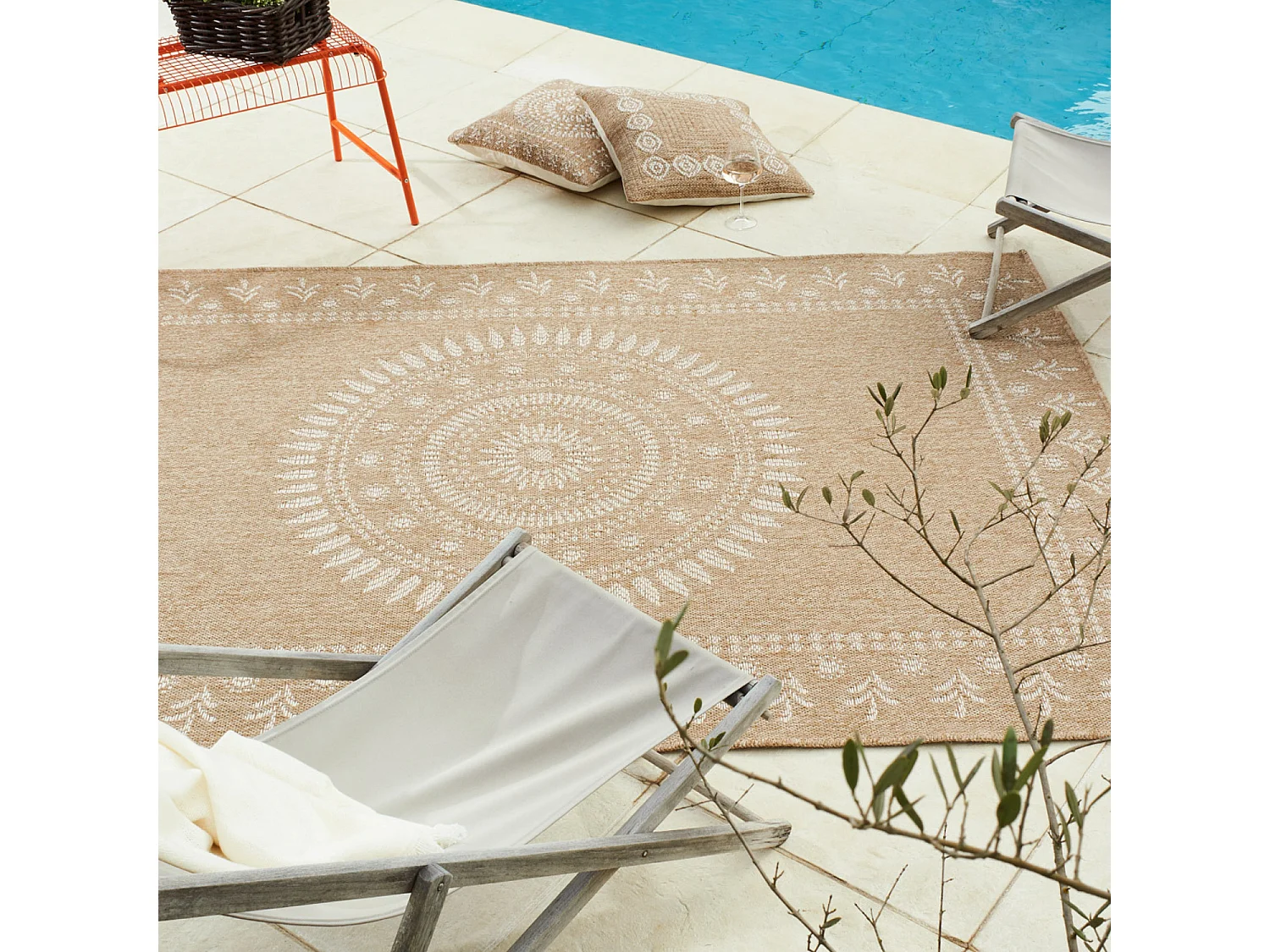 Tapis extérieur - 160x230cm - naturel - 100% polypropylène résistant aux UV - 1400 gr/m² - PAVOT