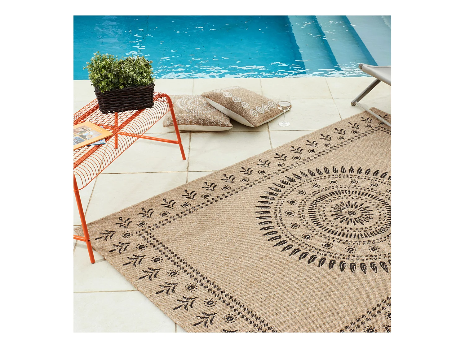 Tapis extérieur - 120x170cm - naturel - 100% polypropylène résistant aux UV - 1400 gr/m² - IZAR