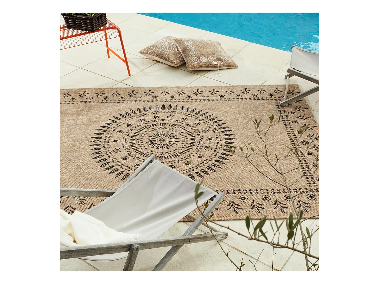 Tapis extérieur - 120x170cm - naturel - 100% polypropylène résistant aux UV - 1400 gr/m² - IZAR