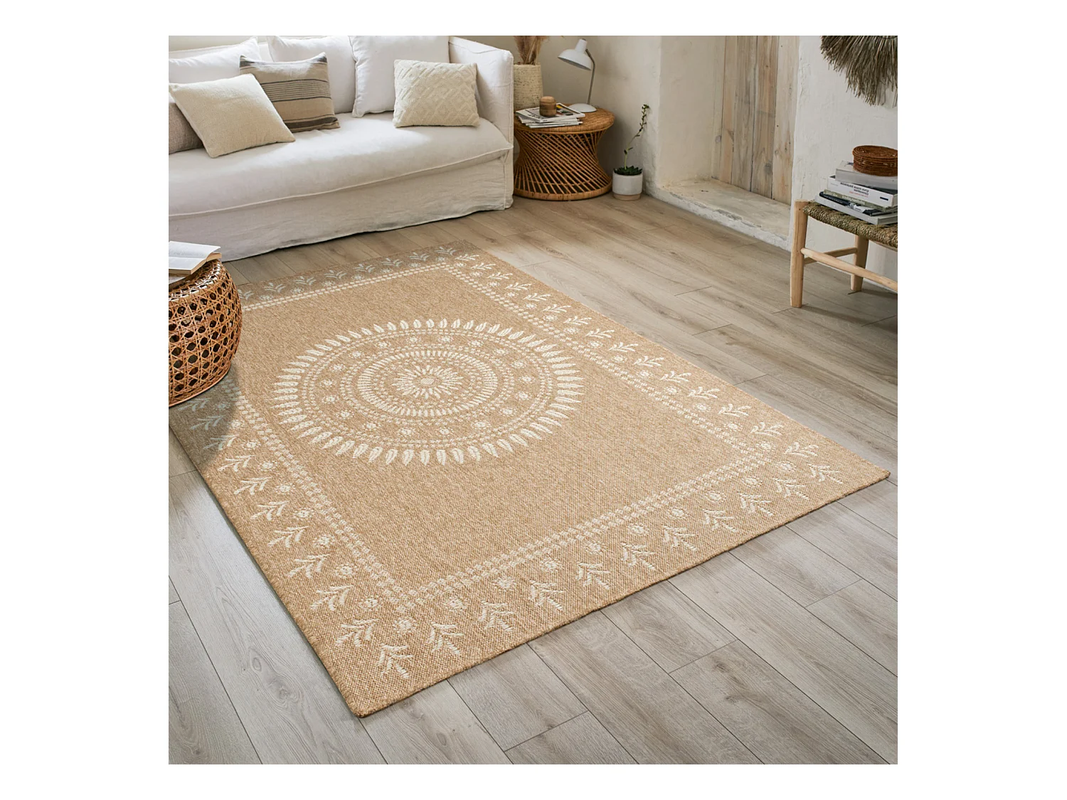 Tapis extérieur - 200x290cm - naturel - 100% polypropylène résistant aux UV - 1400 gr/m² - PAVOT
