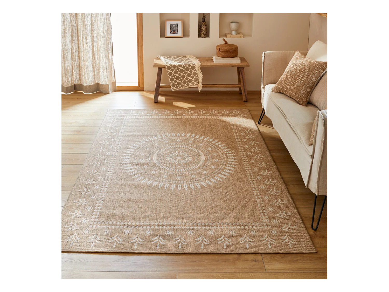 Tapis extérieur - 200x290cm - naturel - 100% polypropylène résistant aux UV - 1400 gr/m² - PAVOT