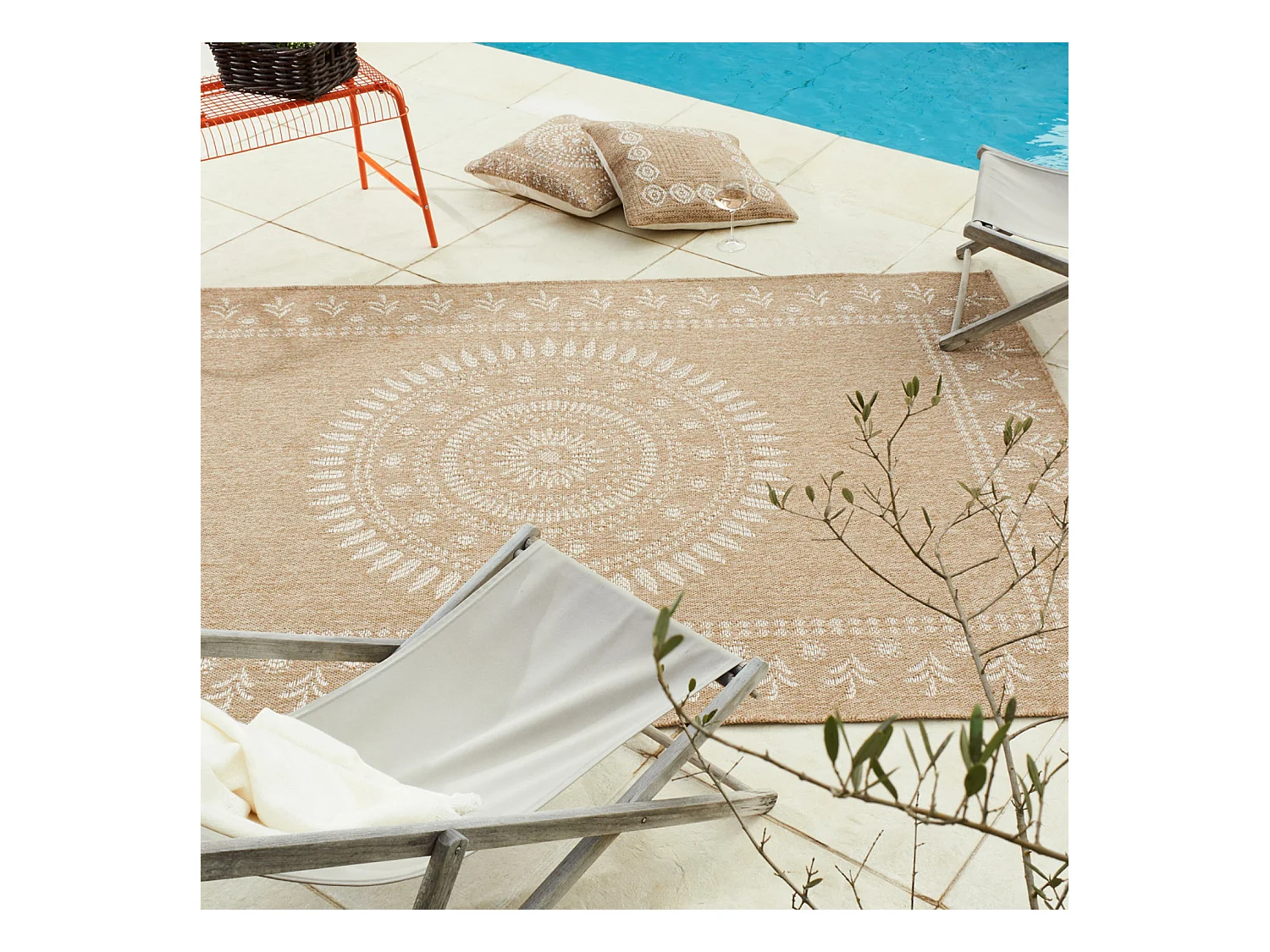 Tapis extérieur - 200x290cm - naturel - 100% polypropylène résistant aux UV - 1400 gr/m² - PAVOT