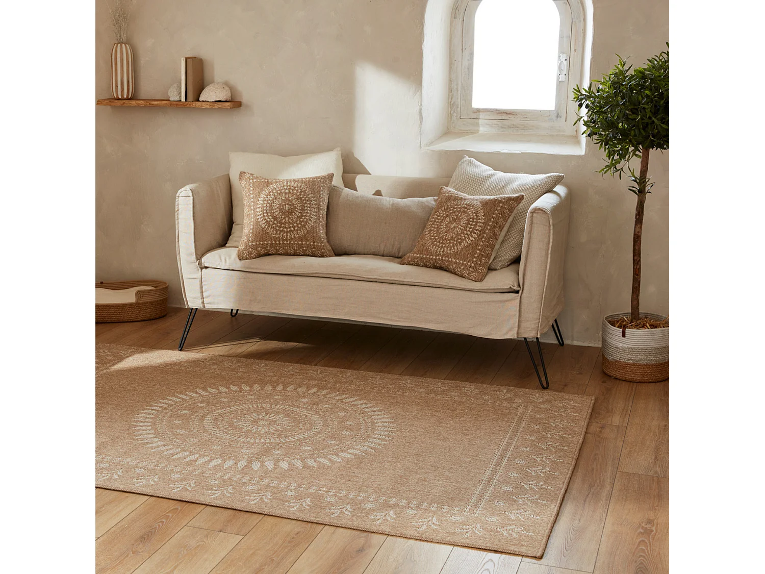 Tapis extérieur - 200x290cm - naturel - 100% polypropylène résistant aux UV - 1400 gr/m² - PAVOT