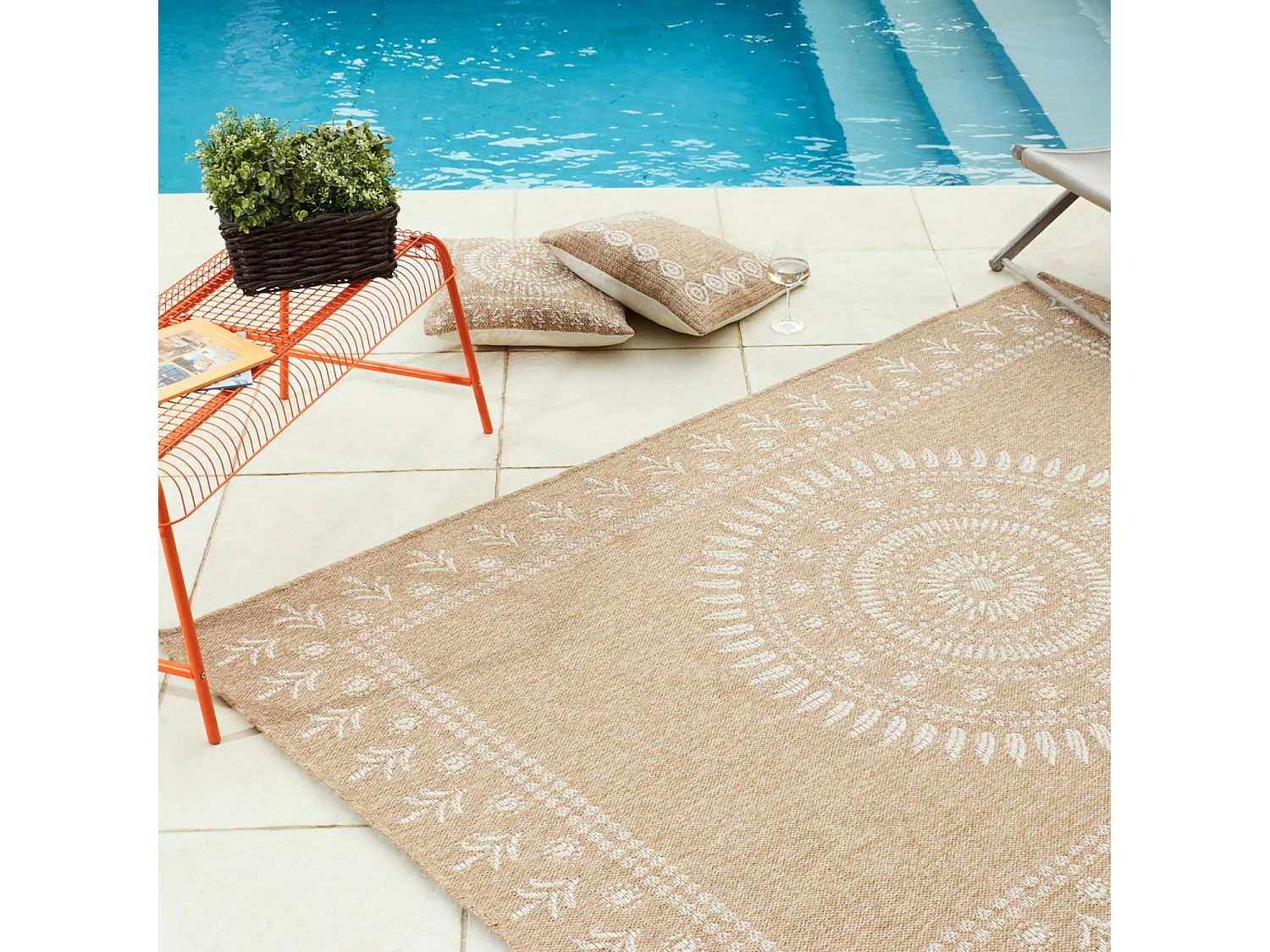 Tapis extérieur - 200x290cm - naturel - 100% polypropylène résistant aux UV - 1400 gr/m² - PAVOT