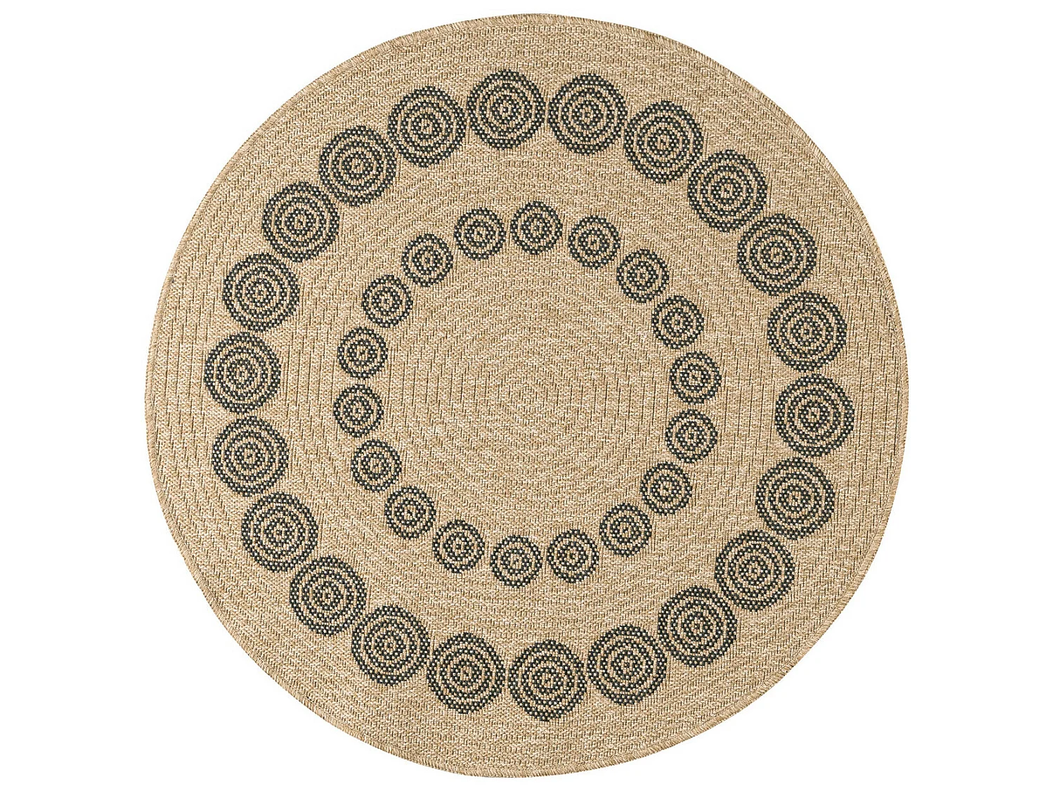 Tapis extérieur rond - 80cm - naturel - 100% polypropylène résistant aux UV - 1400 gr/m² - HOYA
