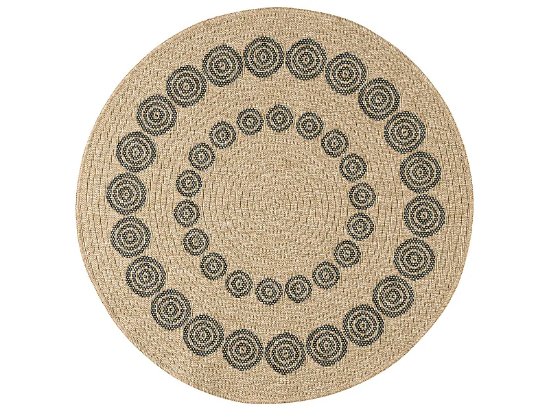 Tapis extérieur rond - 80cm - naturel - 100% polypropylène résistant aux UV - 1400 gr/m² - HOYA