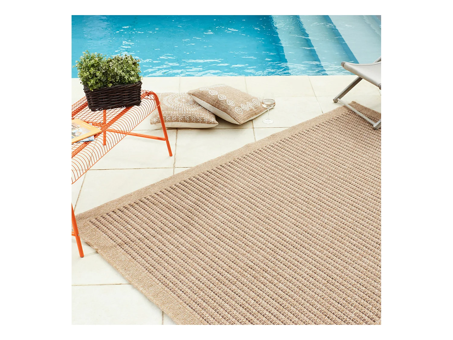 Tapis extérieur - 160x230cm - naturel - 100% polypropylène résistant aux UV - 1400 gr/m² - KAFÉ