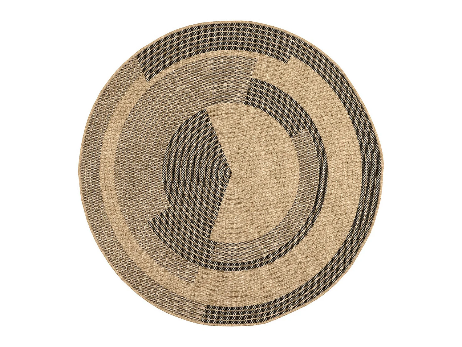 Tapis extérieur rond - 160cm - naturel - 100% polypropylène résistant aux UV - 1400 gr/m² - CORA