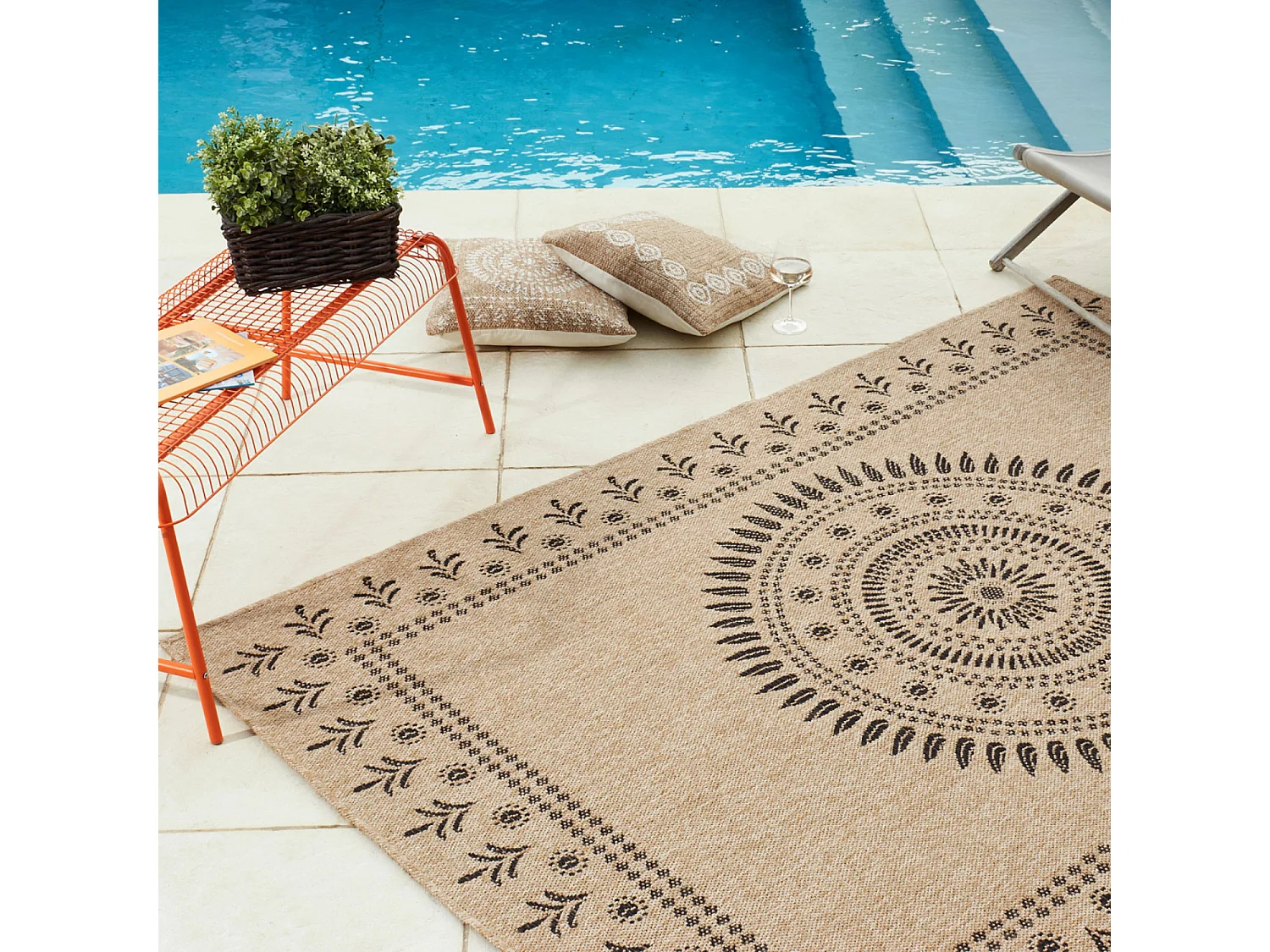 Tapis extérieur - 200x290cm - naturel - 100% polypropylène résistant aux UV - 1400 gr/m² - IZAR