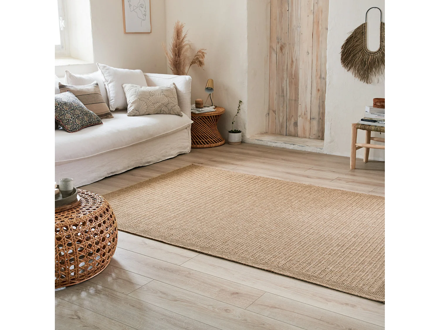 Tapis extérieur - 80x150cm - naturel - 100% polypropylène résistant aux UV - 1400 gr/m² - EDEN