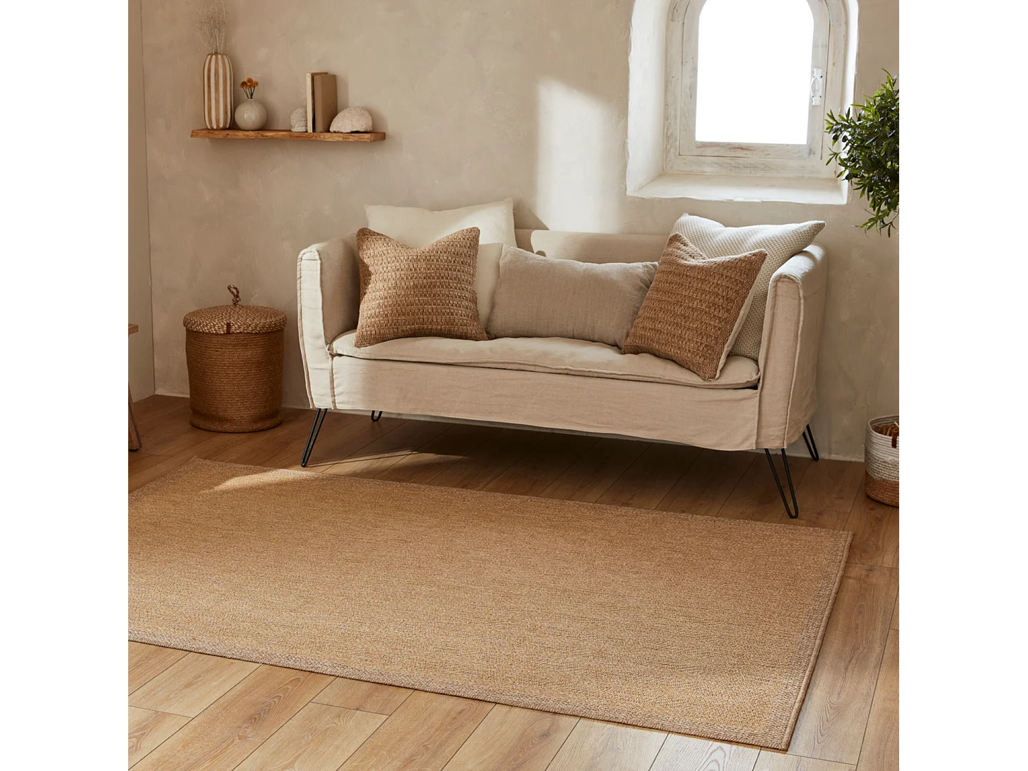 Tapis extérieur - 120x170cm - naturel - 100% polypropylène résistant aux UV - 1400 gr/m² - SLEÏA