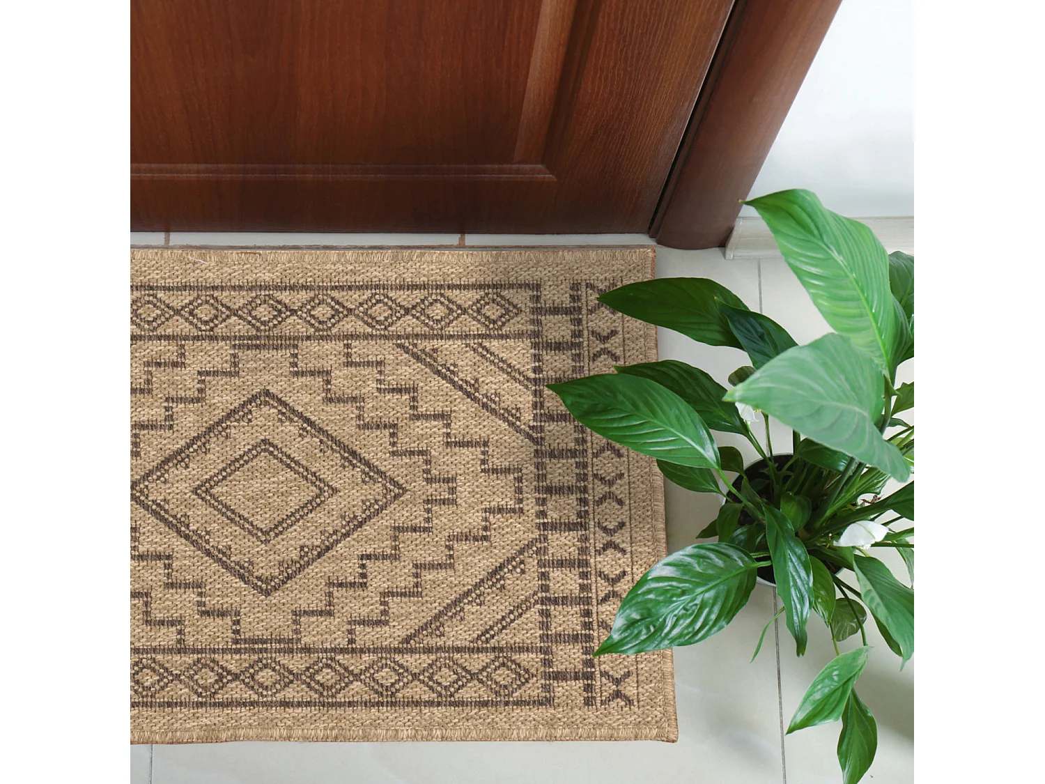 Tapis extérieur - 60x90cm - naturel - 100% polypropylène résistant aux UV - 1400 gr/m² - CASSI