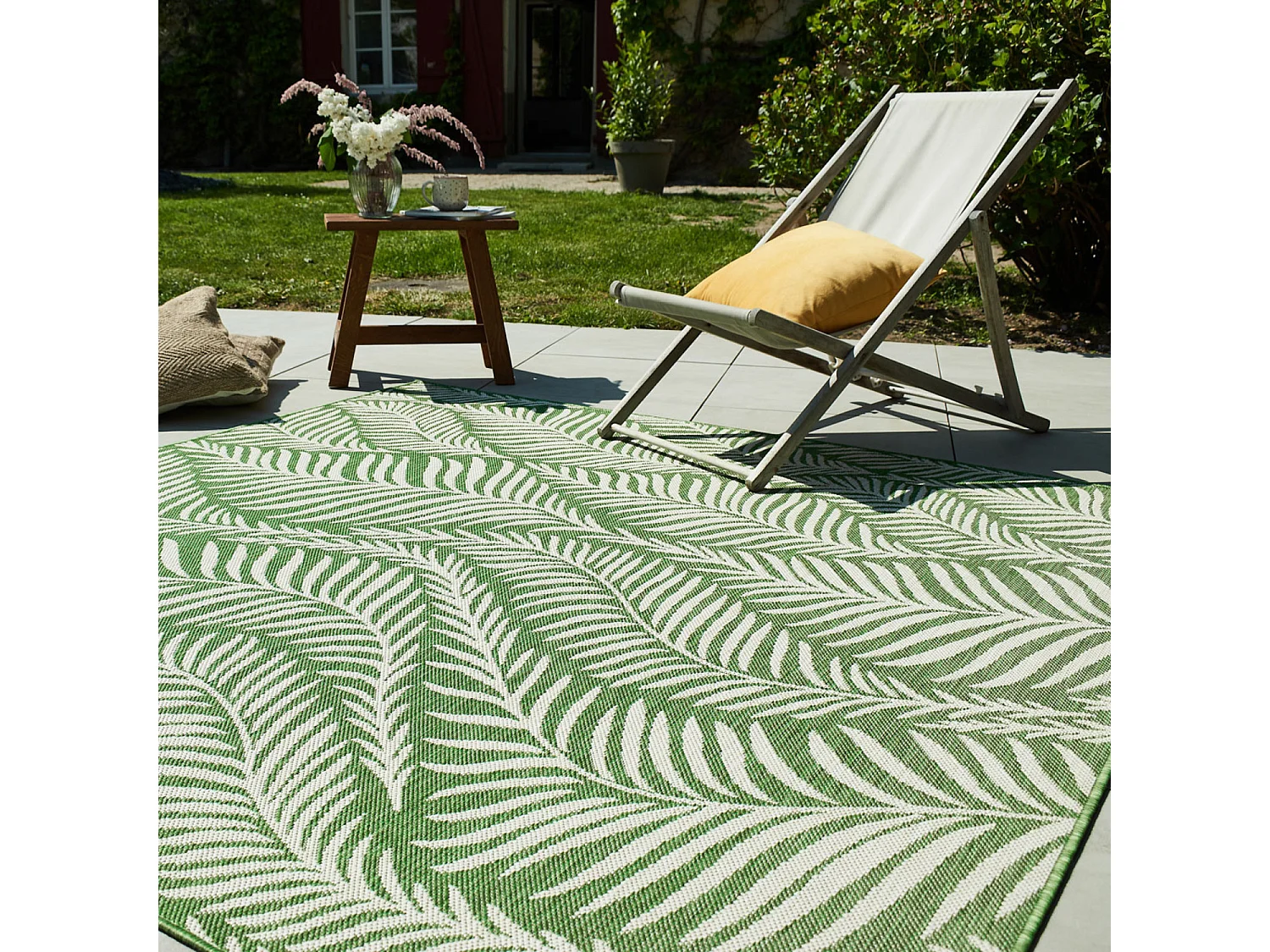 Tapis extérieur carré - 200x200cm - vert - 100% polypropylène résistant aux UV - 800gr/m² - 192 000 Points/m² - ALAYA