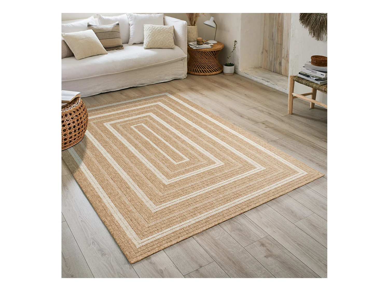 Tapis extérieur - 160x230cm - naturel - 100% polypropylène résistant aux UV - 1400 gr/m² - TYCIA