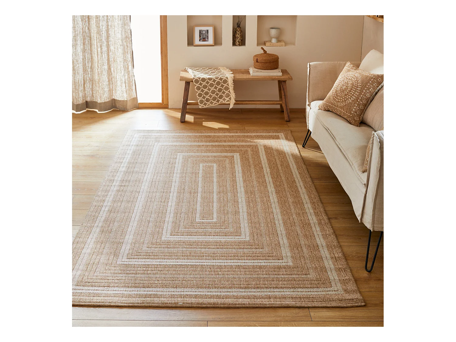 Tapis extérieur - 160x230cm - naturel - 100% polypropylène résistant aux UV - 1400 gr/m² - TYCIA