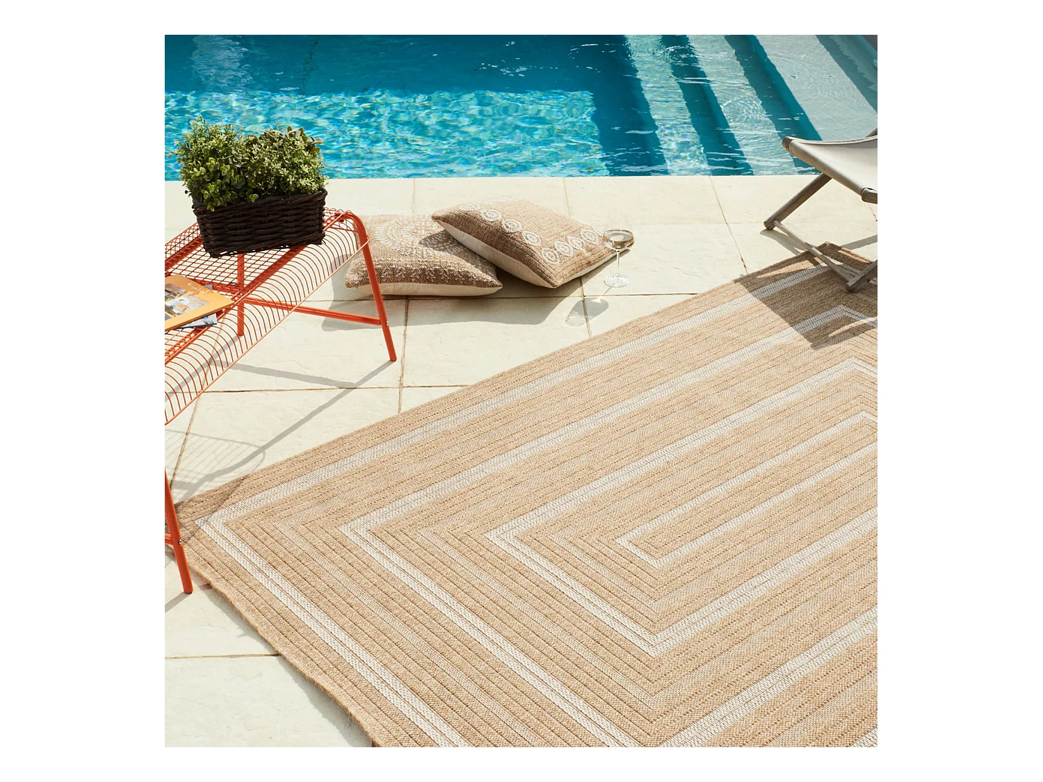 Tapis extérieur - 160x230cm - naturel - 100% polypropylène résistant aux UV - 1400 gr/m² - TYCIA