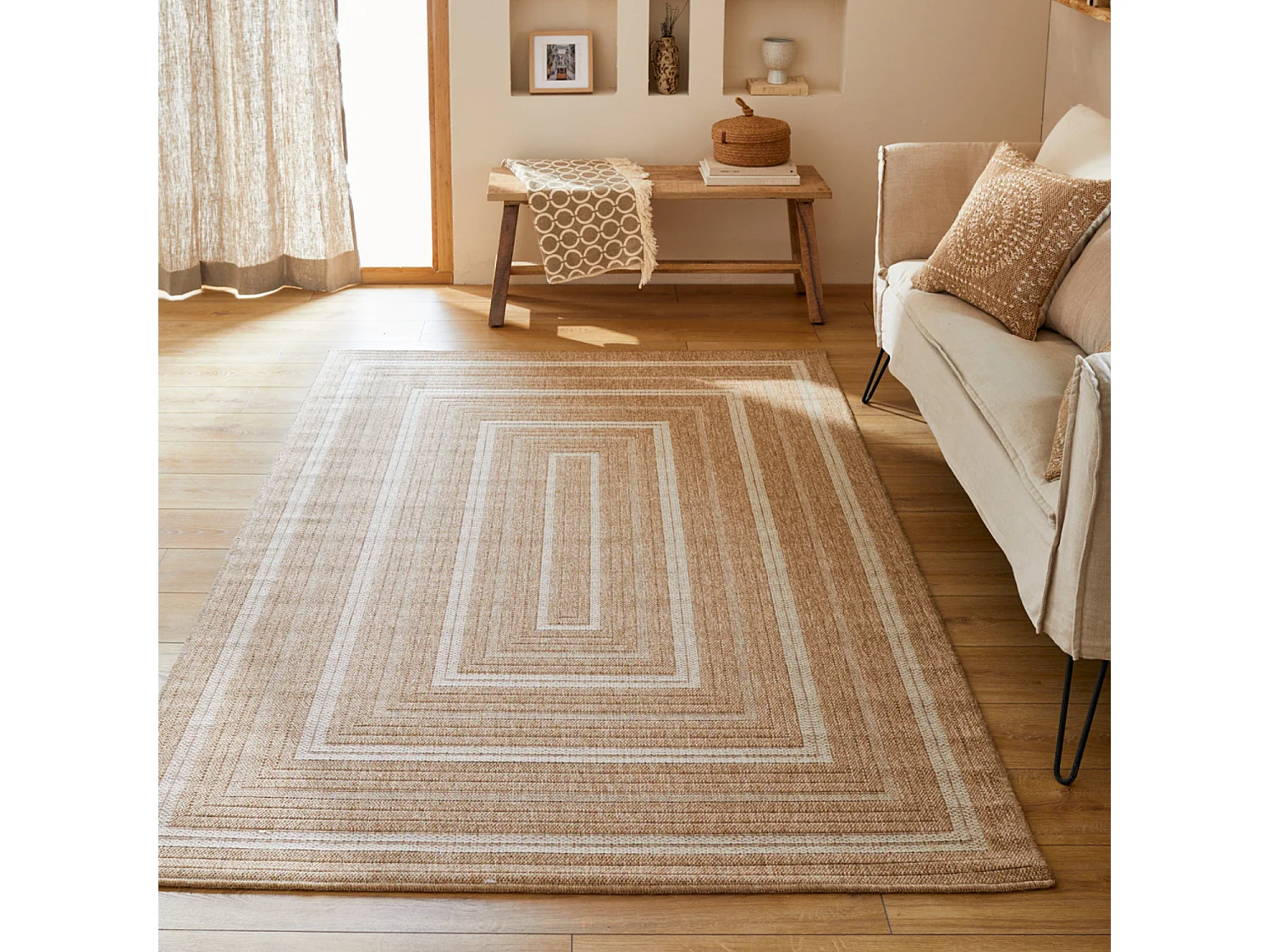 Tapis extérieur - 160x230cm - naturel - 100% polypropylène résistant aux UV - 1400 gr/m² - TYCIA