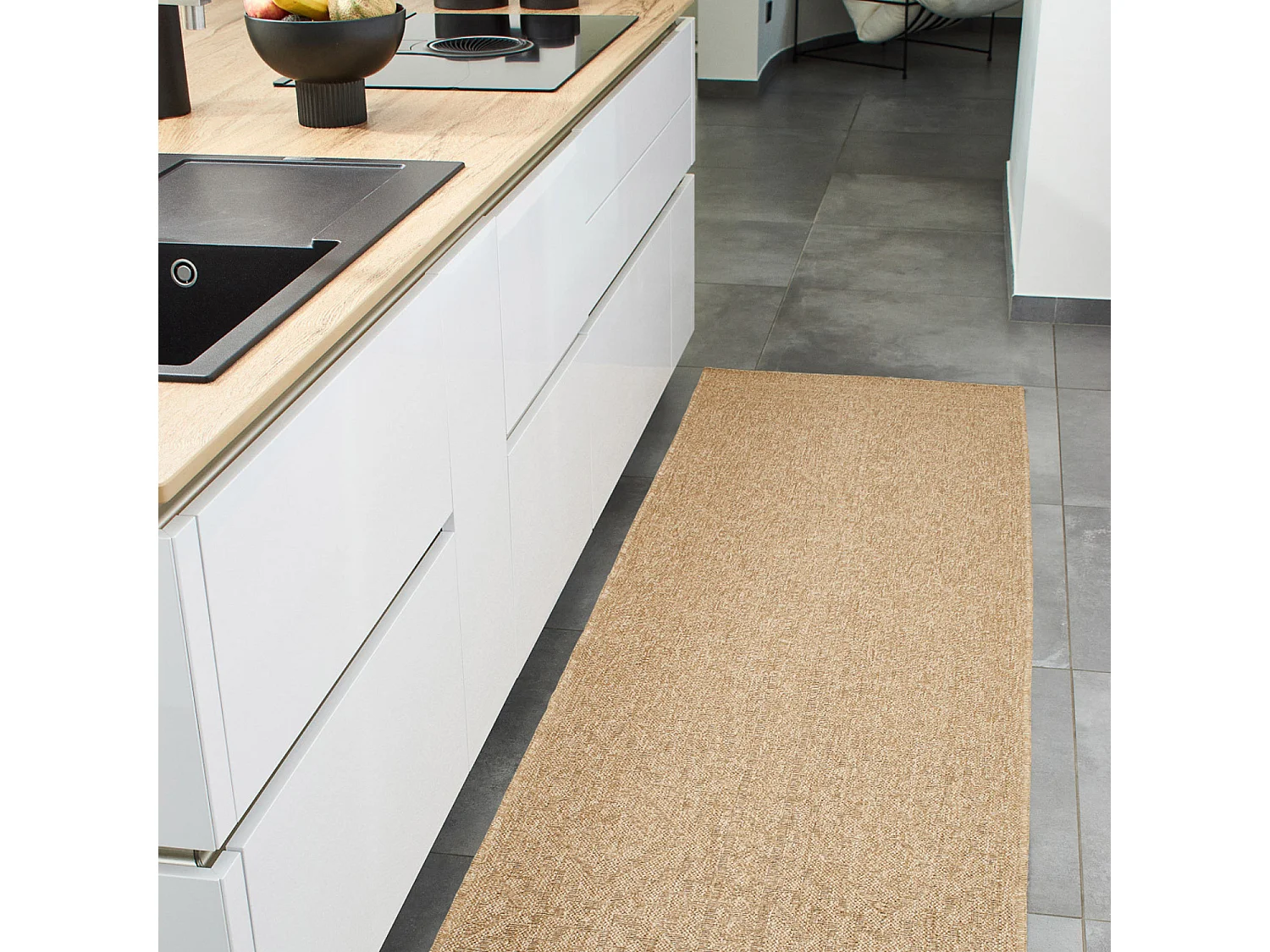Tapis extérieur - 80x150cm - naturel - 100% polypropylène résistant aux UV - 1400 gr/m² - LUANA
